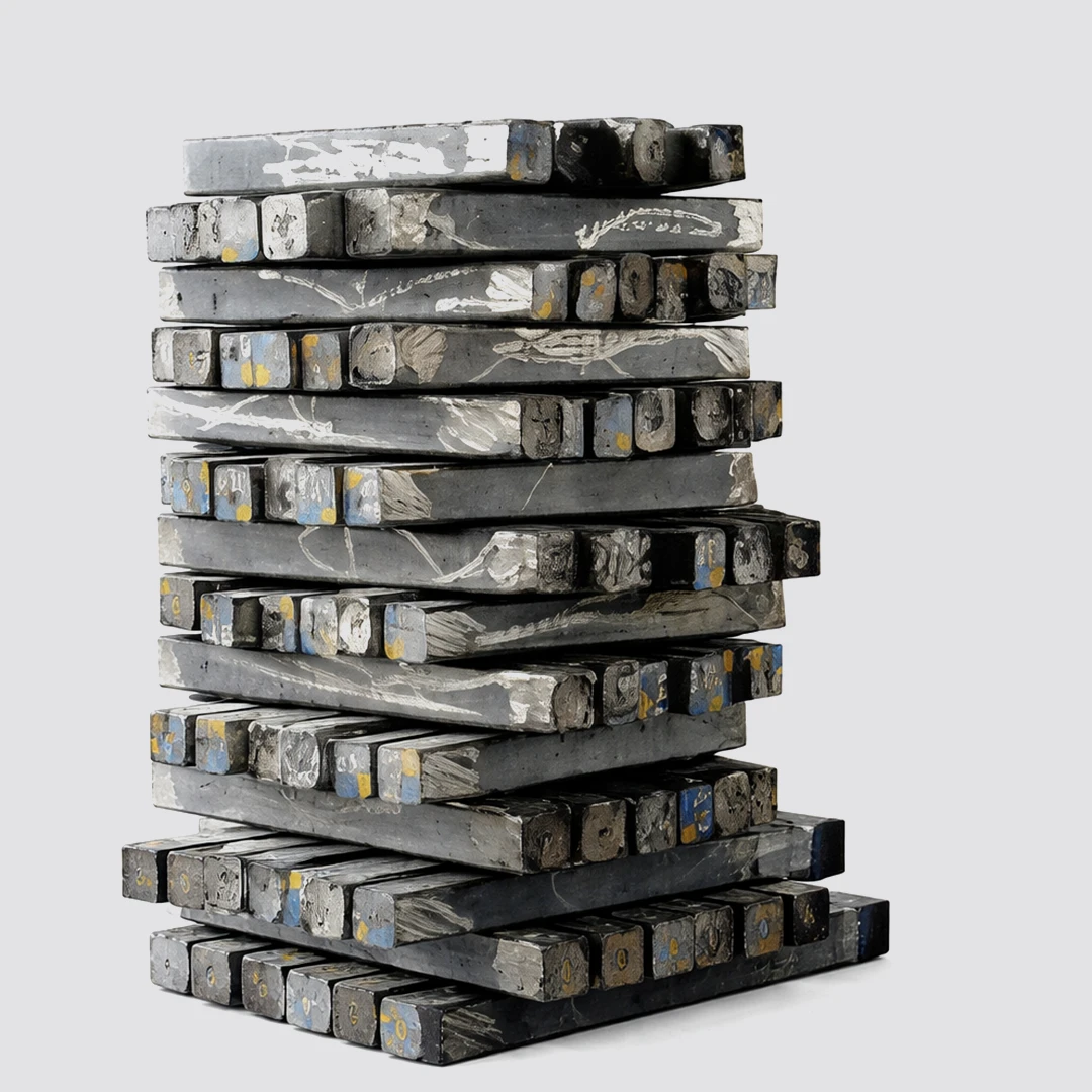 Stack of forged stainless steel ingots with rough surface finish, representing raw material used by stainless steel bars manufacturers for producing high-strength industrial bars.