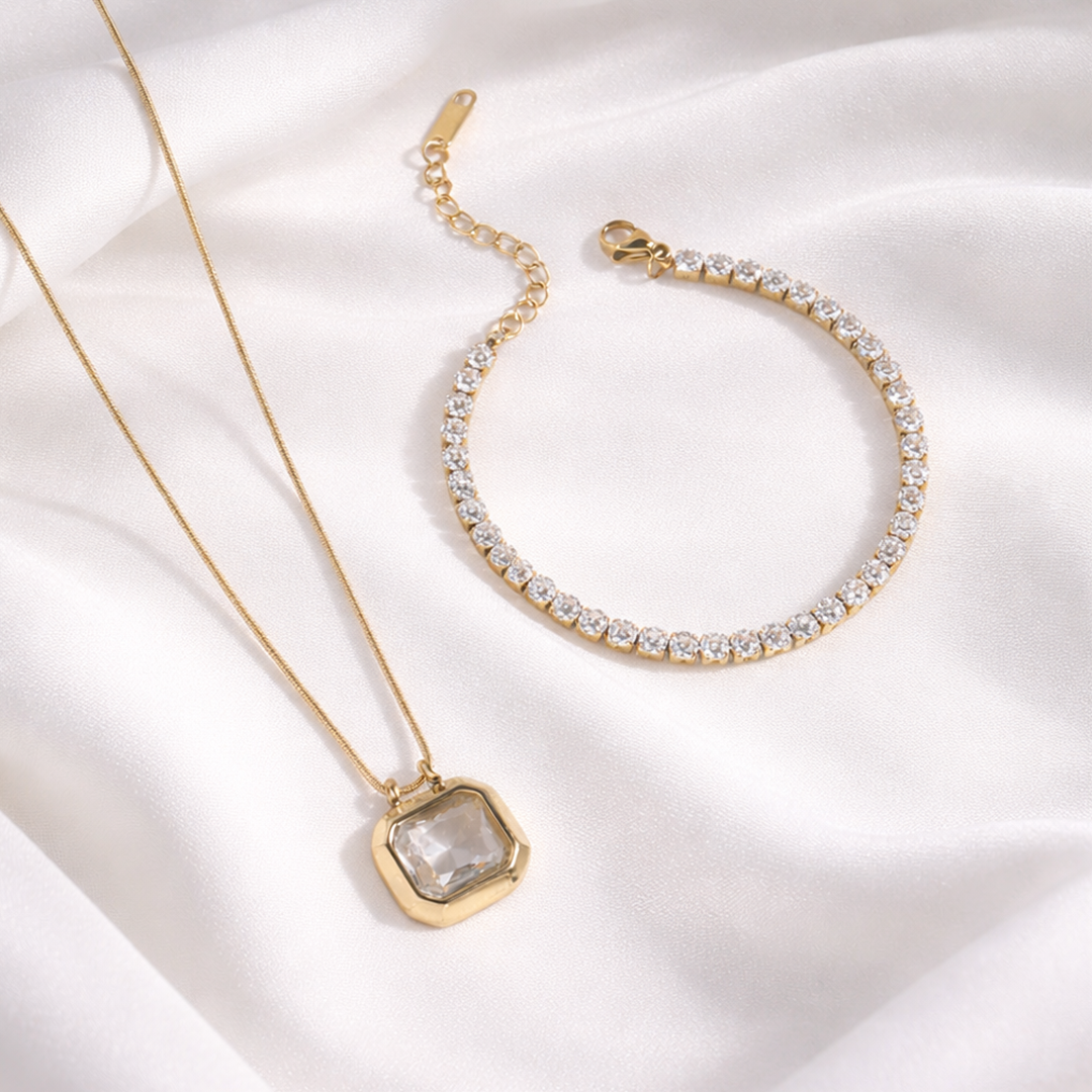 Lab grown diamond jewellery including bracelet and pendant necklace crafted with precision stones by lab grown diamond manufacturers for fine jewelry collection