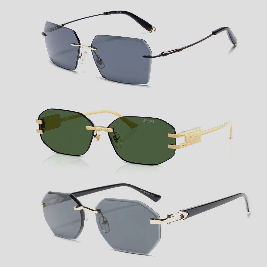 Rimless and trendy first copy sunglasses wholesale in Mumbai featuring lightweight designer-inspired frames with clean premium look for fashion-conscious retail buyers across India