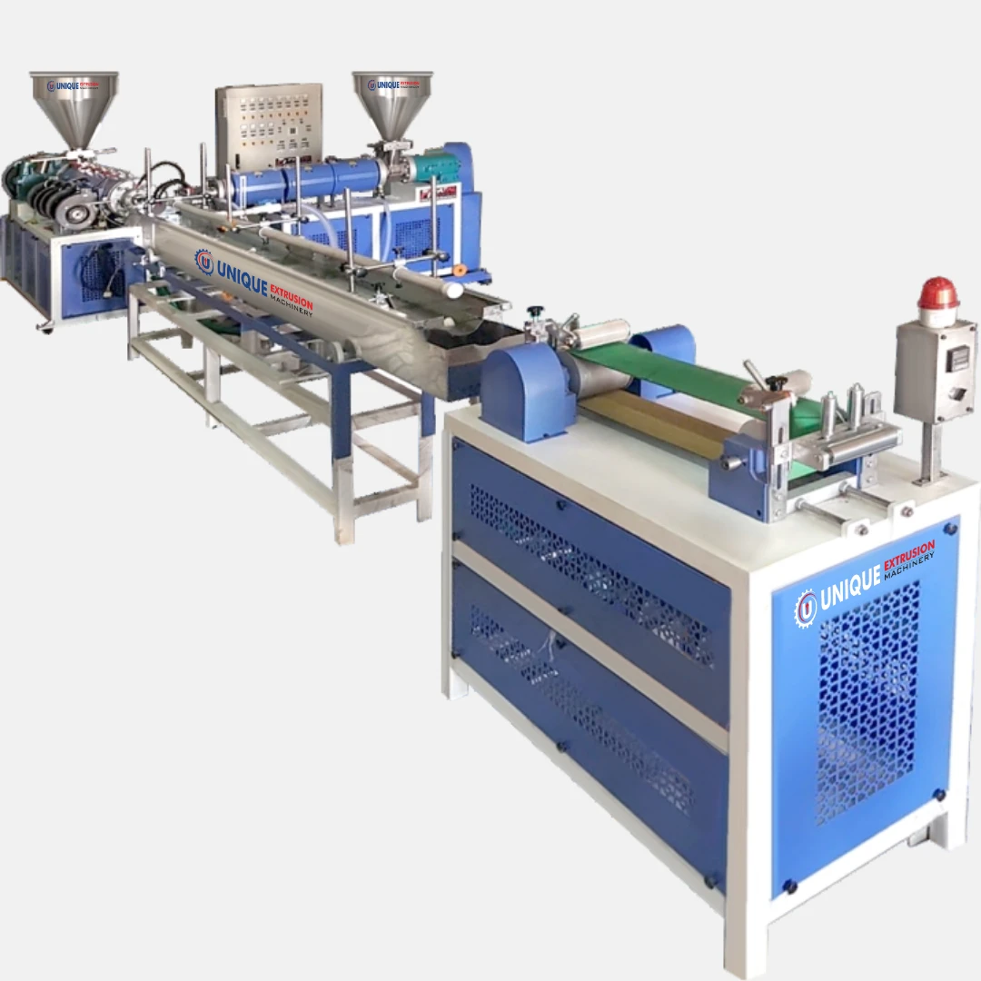 Industrial pipe extrusion line with cooling tank and conveyor system designed by extruder machine manufacturer for high precision plastic pipe production