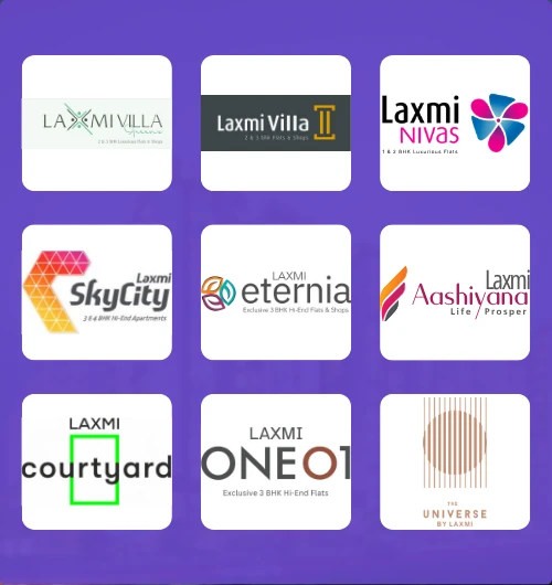 Collection of premium residential project logos by LGHL, a trusted building construction company in Ahmedabad offering luxury apartments and modern living spaces.