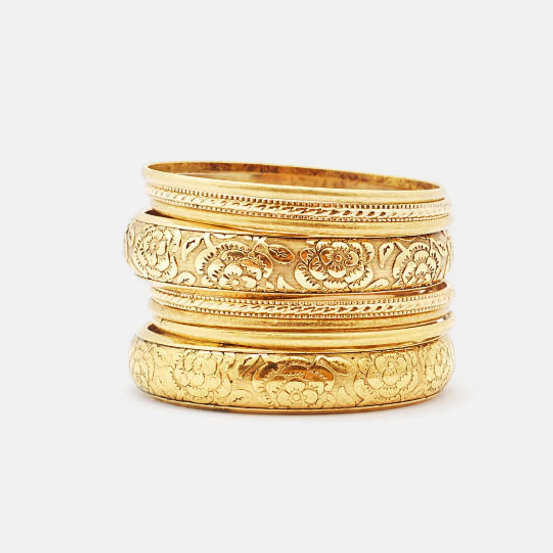 Better Half manufactures wholesale gold bangles, including plain bangles, textured bangles, engraved designs, and kadaas in standard and custom sizes.