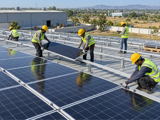 Tropical Solar Energy team at an industrial solar project site in India